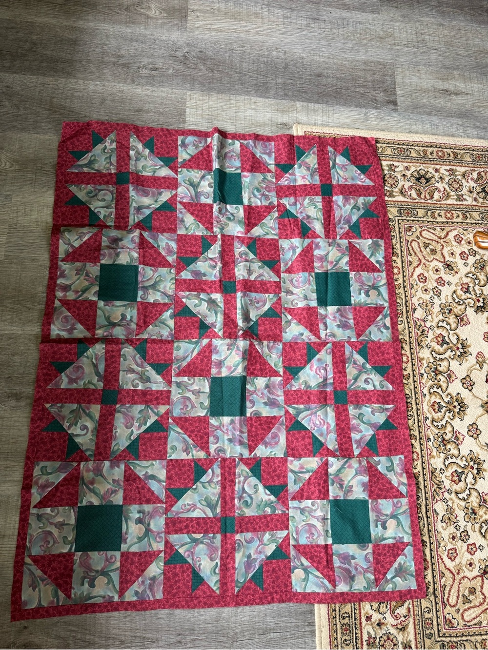 Quilt top with backing